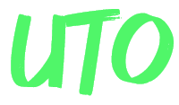 Grafika przedstawia zielony napis UTO